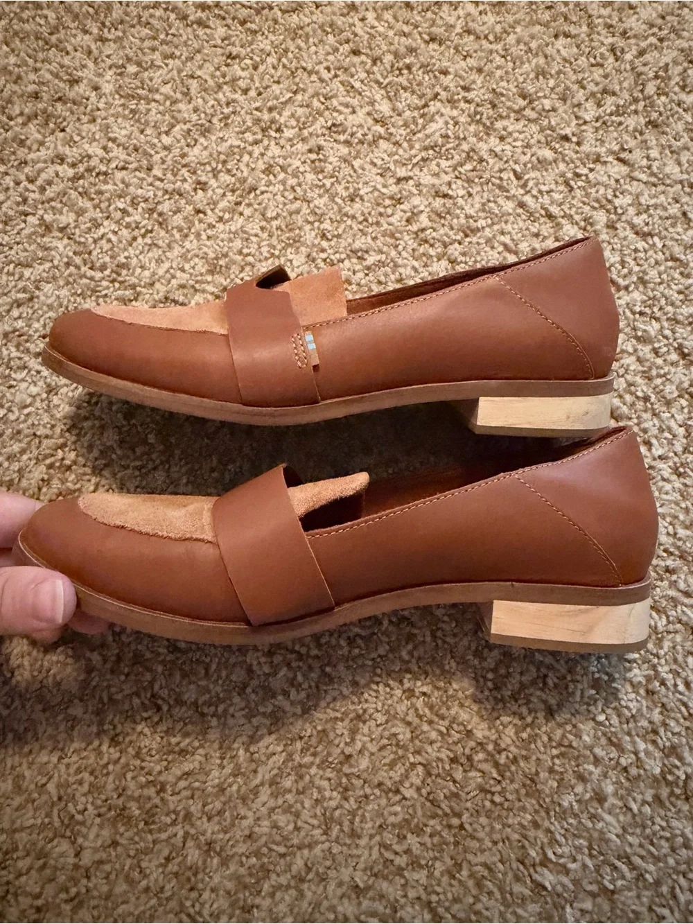 TOMS Women's Estel Cognac Brown Suede Penny Loafers